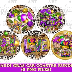 Mardi Gras car coaster bundle png sublimation design download, western car coaster png, Happy Mardi Gras png, sublimate designs download