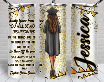 Personalized graduation girl 20 oz skinny tumbler png, western tumbler wrap png, graduation 20 oz tumbler designs, tumbler png download
