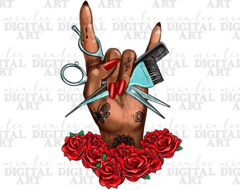 Afro Hair hustler hand png sublimation design download, hairdresser png, hair boss png, hairstylist png, sublimate designs download