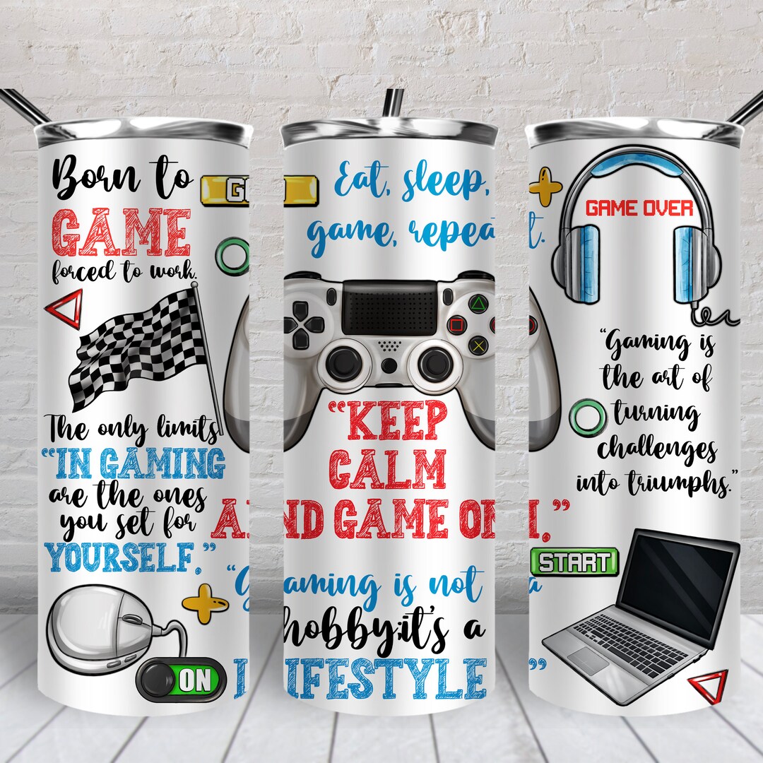 Gamer Life 20 Oz Skinny Tumbler Png, Tumbler Wrap Png, Gamer Png, Game ...