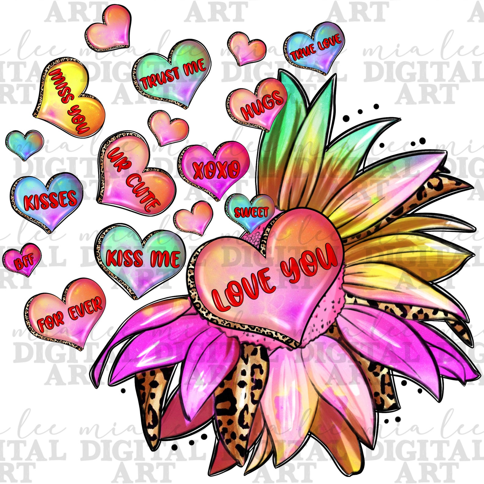 Love You Sunflower Png Sublimation Design Download, Valentine's Day Png ...