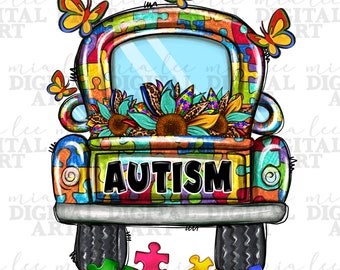 Autisme vrachtwagen png sublimatie ontwerp downloaden, Autisme bewustzijn png, Autisme puzzel png, Autisme leven png, sublimeren ontwerpen downloaden