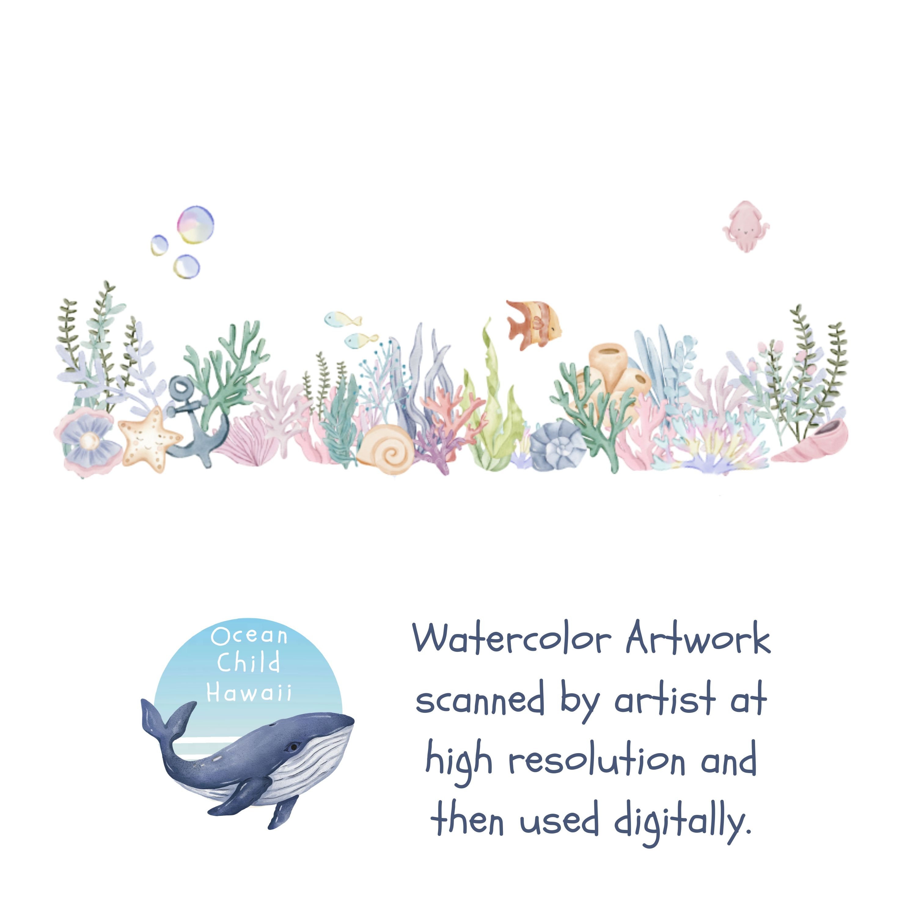 Under the Sea Room Wall Art Decor, With Watercolor Ocean, Coral & Sea — free download