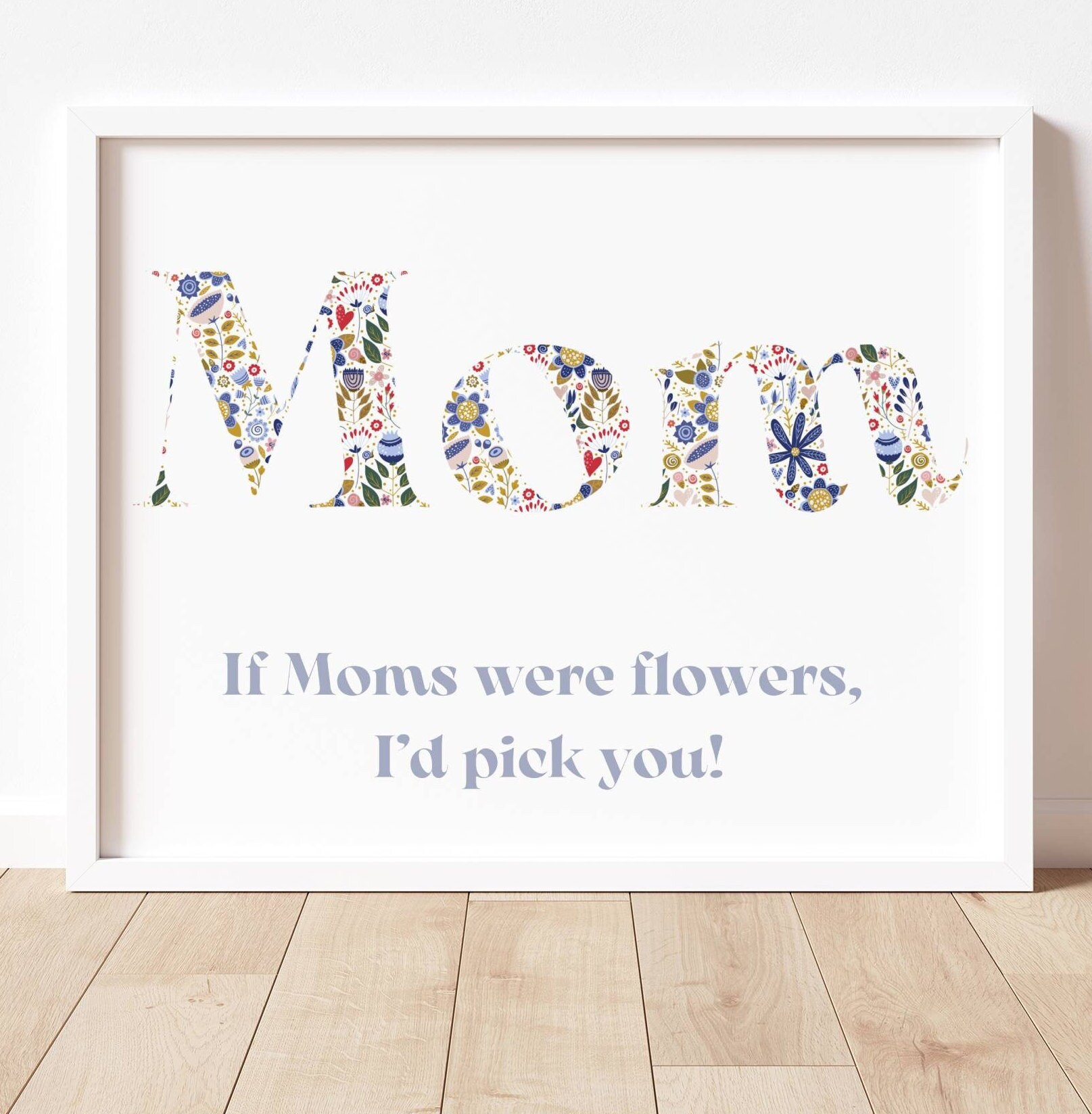 Mom Flower Printable in Blues - Etsy