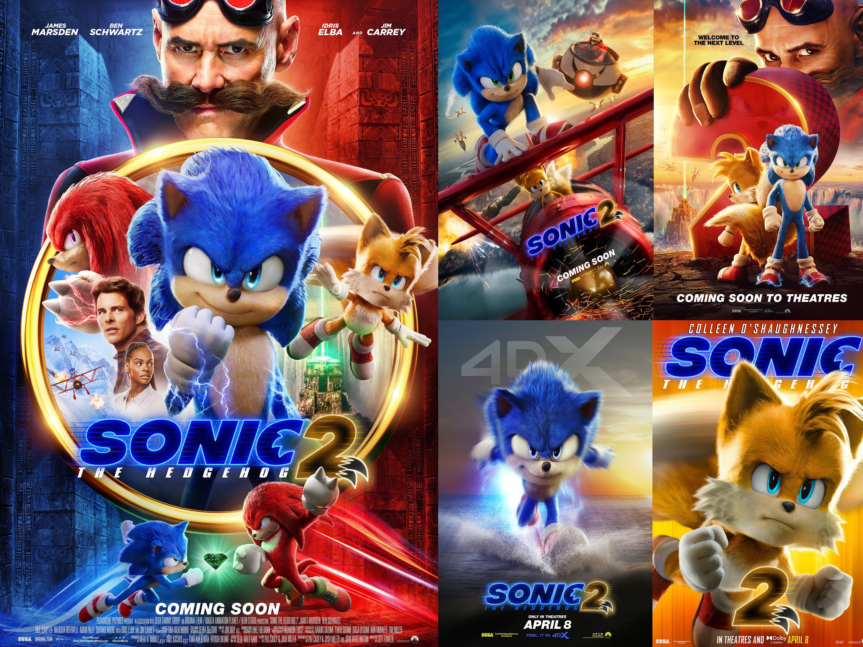 Sonic The Hedgehog 2 Character Posters Spotlight Sonic, Tails, Knuckles