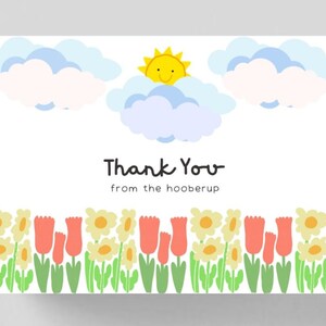 Niedliche Blumen Digitale Dankeskarte, bearbeitbare Dankeskarte, Partykarte, Kinderkarte