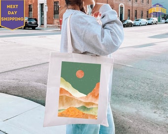 Sunshine Tote Bag, Retro Sunset Rays Wavy Tote Bag, Sun Tote Bag, Retro Sunshine Tote Bag, Beachy Vibes Tote Bag, Summer Time