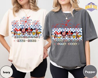 Camiseta Disney Mickey y sus amigos del 4 de julio Comfort Colors®, camiseta del 250 aniversario de EE. UU., camiseta navideña familiar de Disneyland