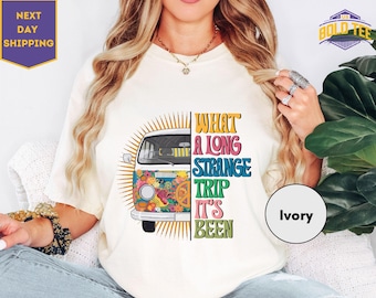 Comfort Colors What A Long Strange Trip It's Been Hippie Peace Shirt, Vintage Retro Costume Hippy Soul Gift, Music Tee