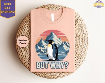 Ma perché la maglietta con il pinguino, la maglietta con la grafica del pinguino solitario, la maglietta minimalista con il pinguino della montagna di ghiaccio, la maglietta con il pinguino nichilista