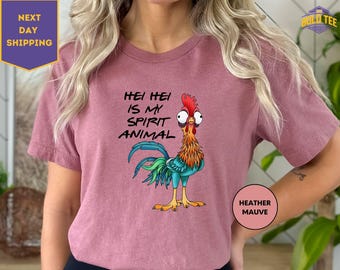 Maglietta Hei Hei Is My Spirit Animal, Maglietta Moana, Maglietta Moana Glitter, Maglietta Sidekicks, Regalo per una vacanza in famiglia a Disneyland