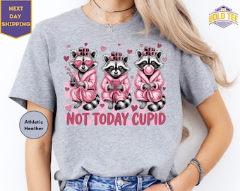 Not Today Cupid Raccoon T-Shirt, Funny Anti-Valentine's Day Gift, Sarcastic Love Potion Tee, Sassy Single Shirt