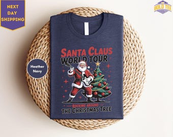 Santa Claus World Tour Christmas Shirt, Santa Claus Shirt, Funny Santa Christmas Shirt, Retro Santa Tee, Rocking Around