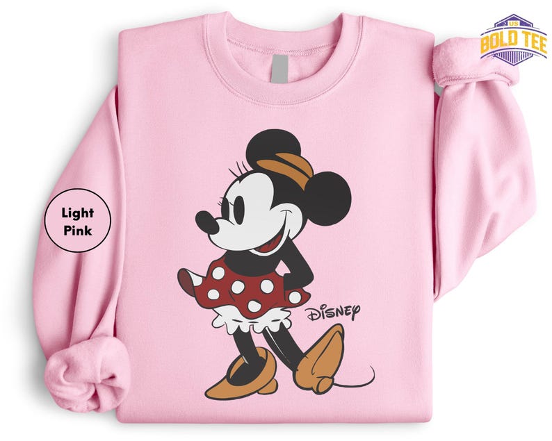 Cute Minnie Mouse Classic Sketch Cute Vintage Portrait T-Shirt, Retro Disney Trip Shirt, Vintage Minnie Shirt, Disney Family Bild 4