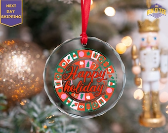 Happy New Year Ornament, Custom Christmas Ornament, Xmas Holiday Ornament, New Year Decoration, Family Ornament-Back To