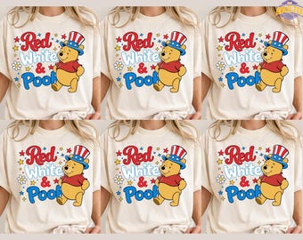 Disney Winnie The Pooh Shirt, Red White & Pooh T-Shirt, 4th Of July Celebrations Tee, Disneyland Family Trip