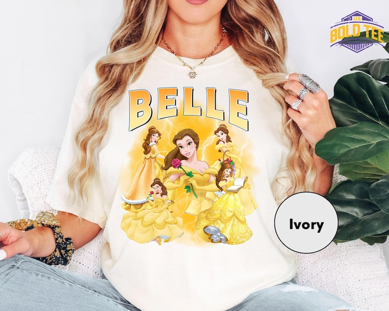 Camiseta de princesas Disney con colores cómodos, Tiana, Ariel, Elsa, Rapunzel, Bella y Jasmine, Disney imagen 4