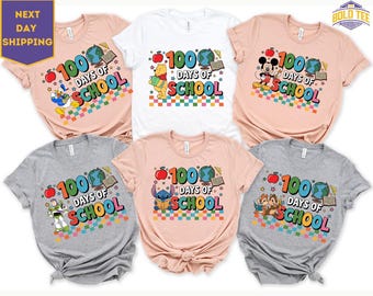 Maglietta "Topolino e i suoi amici: 100 giorni di scuola" - Regali per la famiglia Disney per i 100 giorni di scuola - Retro Disneyland 100 giorni