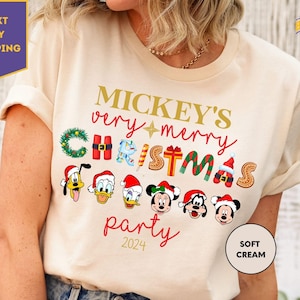 Christmas Family Shirt, Mickey&#39;s Very Merry Christmas Party 2024 Tee, Custom Name Disney Christmas Shirt
