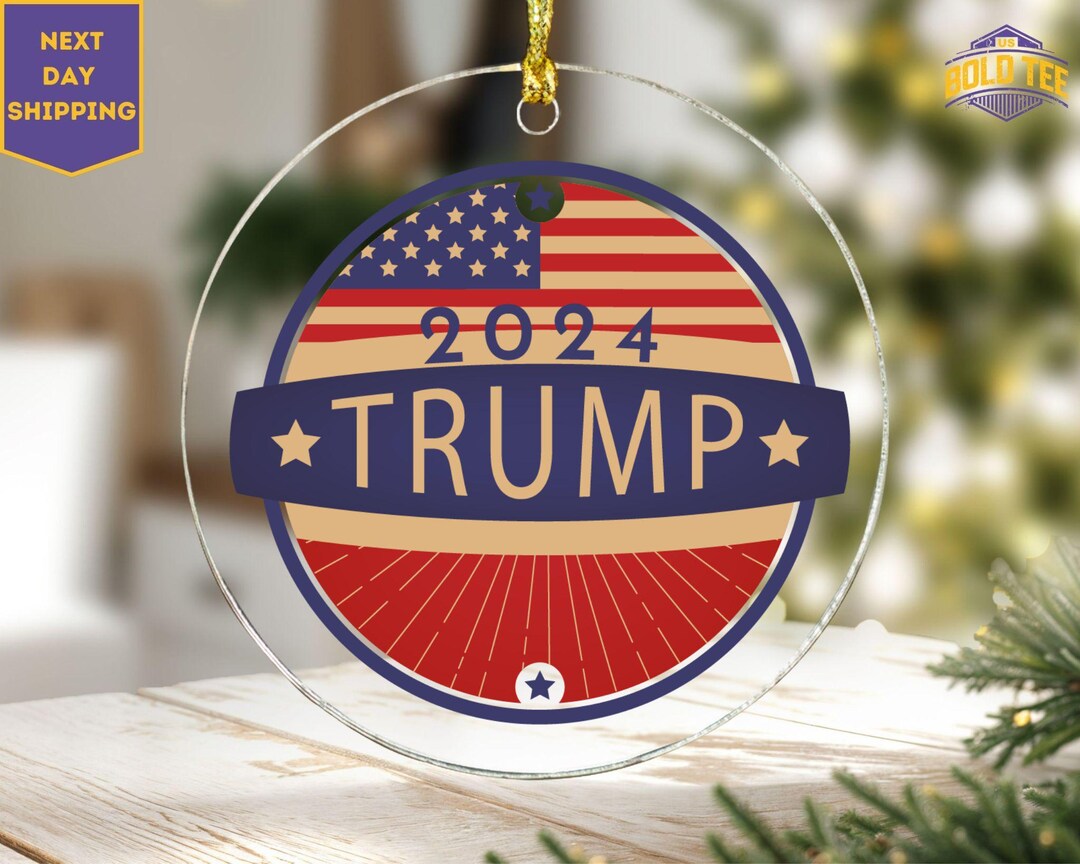 Trump Christmas Ornament, Trump Won 2024, American Flag Decor