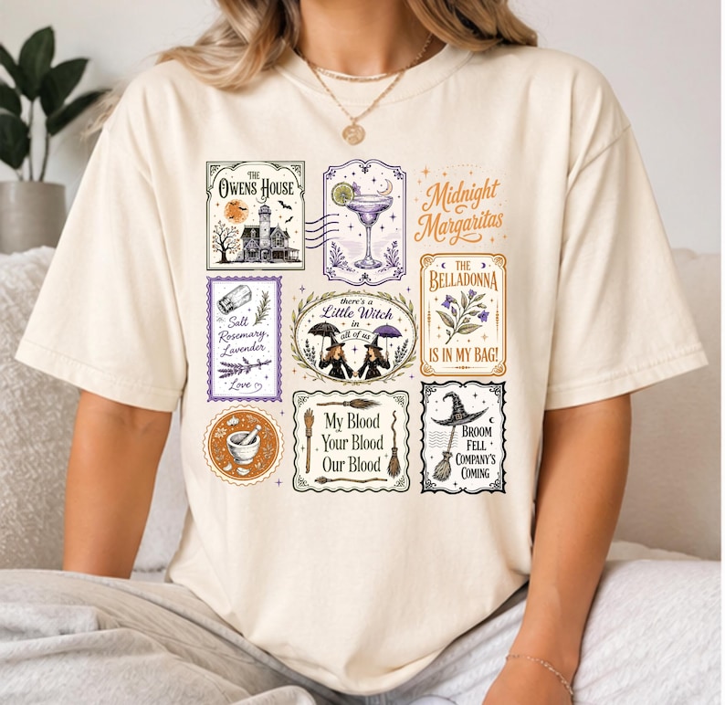 Vintage Midnight Margaritas Shirt, Practical Magic T-Shirt, Retro Halloween Film Shirt, Girls Will Be Girls Shirt, Geschenkidee für die Gruselsaison Bild 3