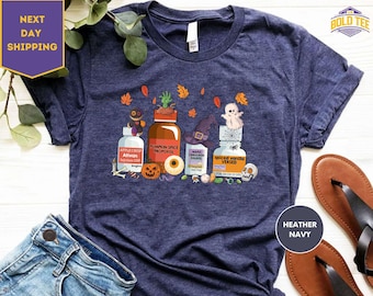 Halloween-Shirt mit Pillenmotiv für Krankenschwestern, Halloween-T-Shirt für Intensivpflegekräfte, Propofol-Fentanyl-Hexen-Shirt, Gruseliges Pflege-Shirt