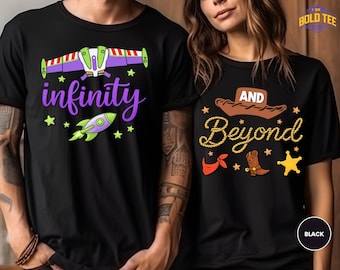 Maglietta Toy Story, Maglietta Verso l'infinito e oltre, Magliette Buzz, Magliette Disney, Magliette di coppia Disney, Maglietta del migliore amico Disney