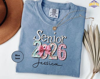 Personalized Graduate 2026 Shirt, Custom Senior 2026 T-Shirt, High School Graduation Gift, Coquette Girly Senior Shirt
