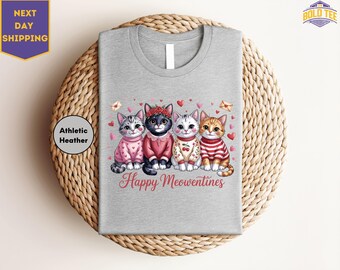 Maglietta Happy Meowentines, Maglietta con gatto di San Valentino, Maglietta di San Valentino, Regalo di San Valentino, Regalo per amanti dei gatti, Maglietta per amanti dei gatti