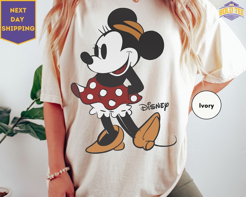 Cute Minnie Mouse Classic Sketch Cute Vintage Portrait T-Shirt, Retro Disney Trip Shirt, Vintage Minnie Shirt, Disney Family Bild 1