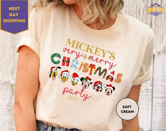 Christmas Family Shirt, Mickey's Very Merry Christmas Party 2025 Tee, Custom Name Disney Christmas Shirt