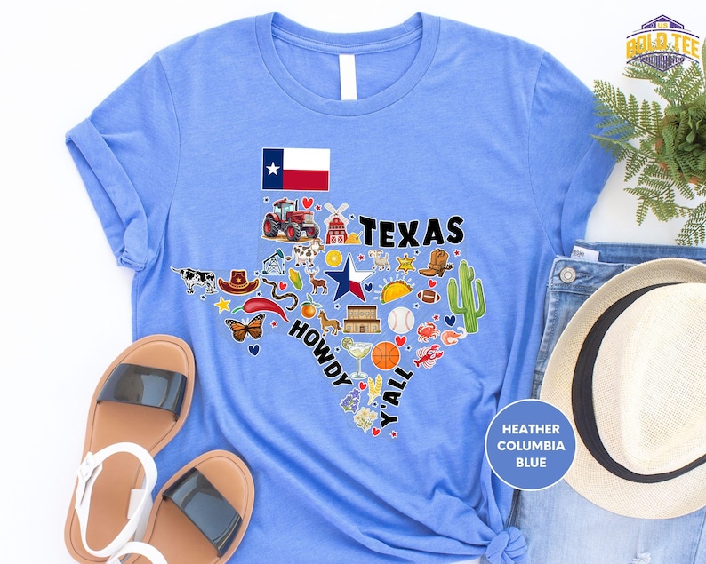 a t - shirt with a map of the state of texas