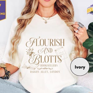 Comfort Colors Flourish Blotts Shirt, Bookish Shirt, HP Fan, Potter Shirt Wizard Book Magic Wizard Vintage T-Shirt