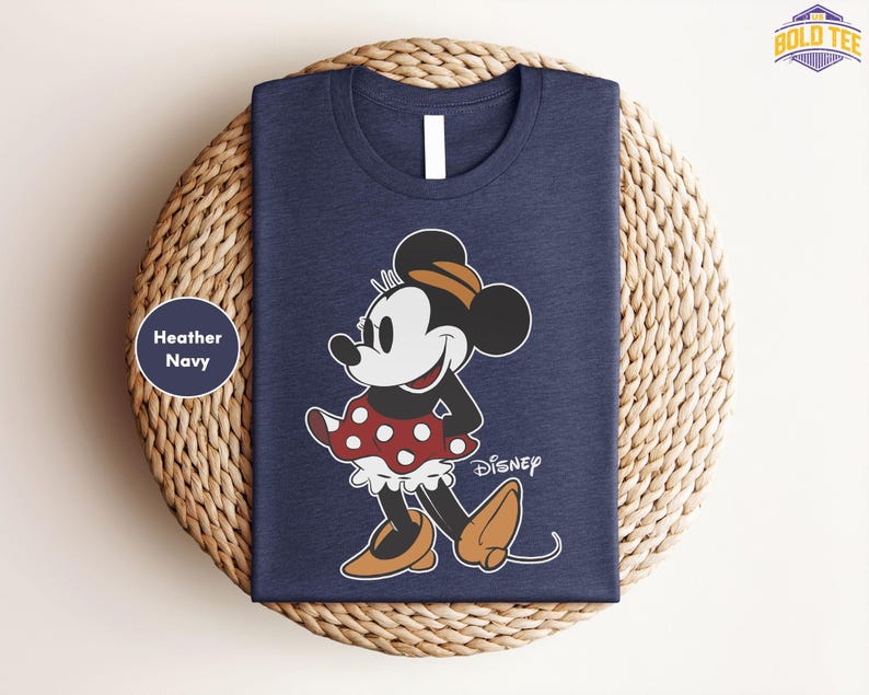 Cute Minnie Mouse Classic Sketch Cute Vintage Portrait T-Shirt, Retro Disney Trip Shirt, Vintage Minnie Shirt, Disney Family Bild 3