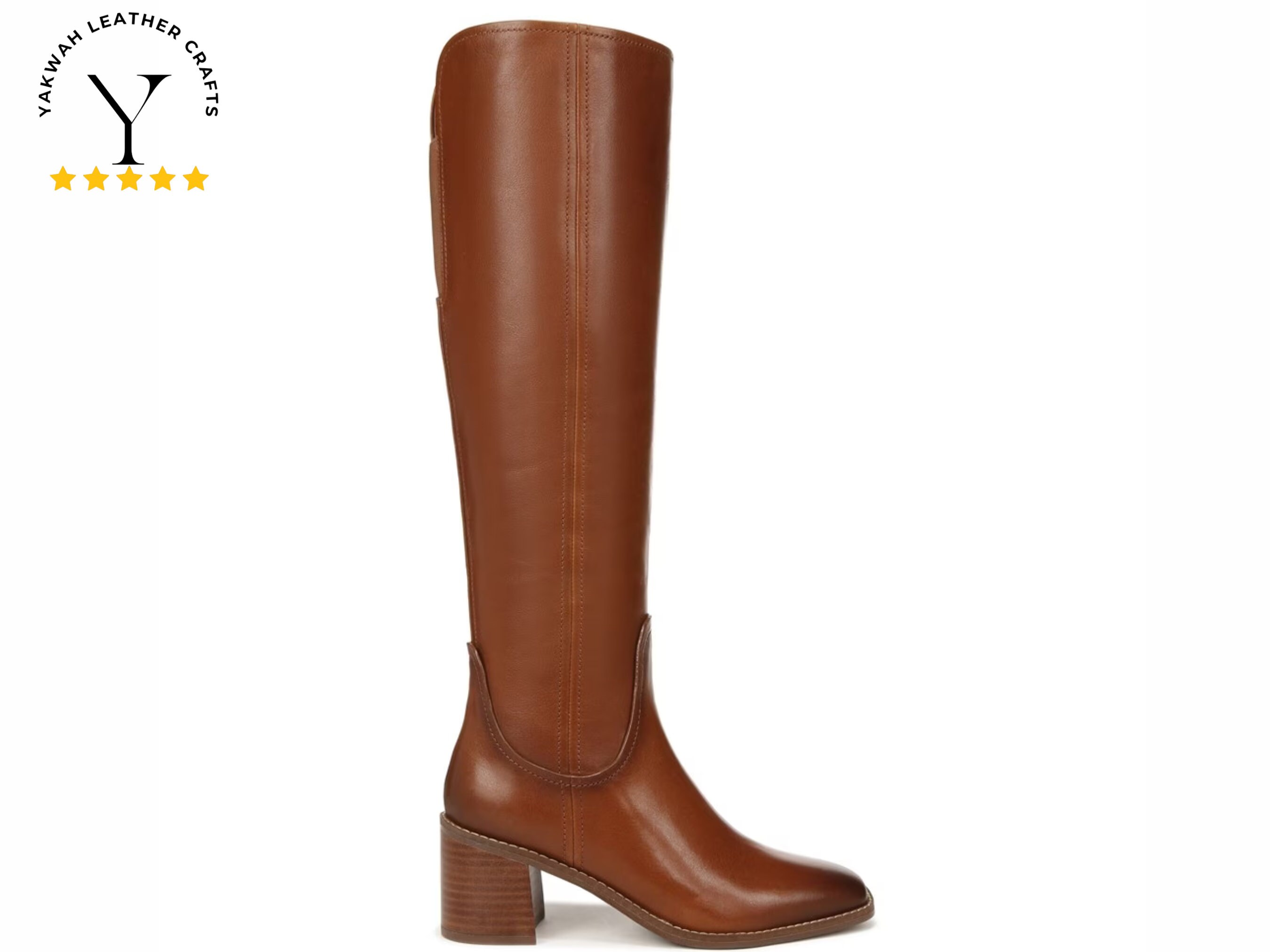 Handmade Genuine Leather Calfskin High Knee Boots With Block Etsy Canada