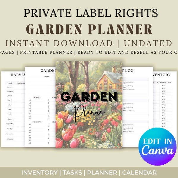PLR Resell Canva Garden Planner Template, Canva PLR Garden Planner Journal Templates, Done For You Templates, PLR Products, Dfy Templates