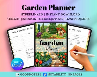 Garden PLanner, Digital Hyperlinked Planner, Goodnotes, Digital Planner, Garden Journal, Digital Notebook, Gardening Planner, Notability