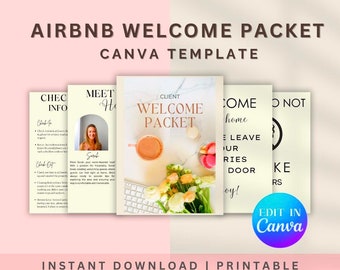 AirBnb Welcome Packet Host Guide Home Rental Welcome Book Canva Template