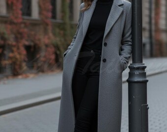 Grey Women's Suit Jacket - Elegant Tailored Fit, Custom Size