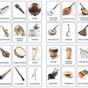 Musical Instruments 32 Editable Montessori Cards, Flash Cards, Nomenclature Flashcards, PDF Printable Cards, Preschool Toys, Home Schooling