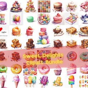 Süßes Köstlichkeiten-Paket, inklusive Brownies und Blondies, Popsicles Treat, Pink Sweet Treats, Donut Party, Französische Macarons, Digitaler Download