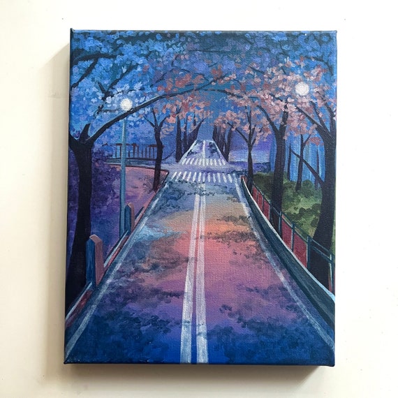 Cherry Blossom Road Painting | Aesthetic | Decoration | Gift Ideas