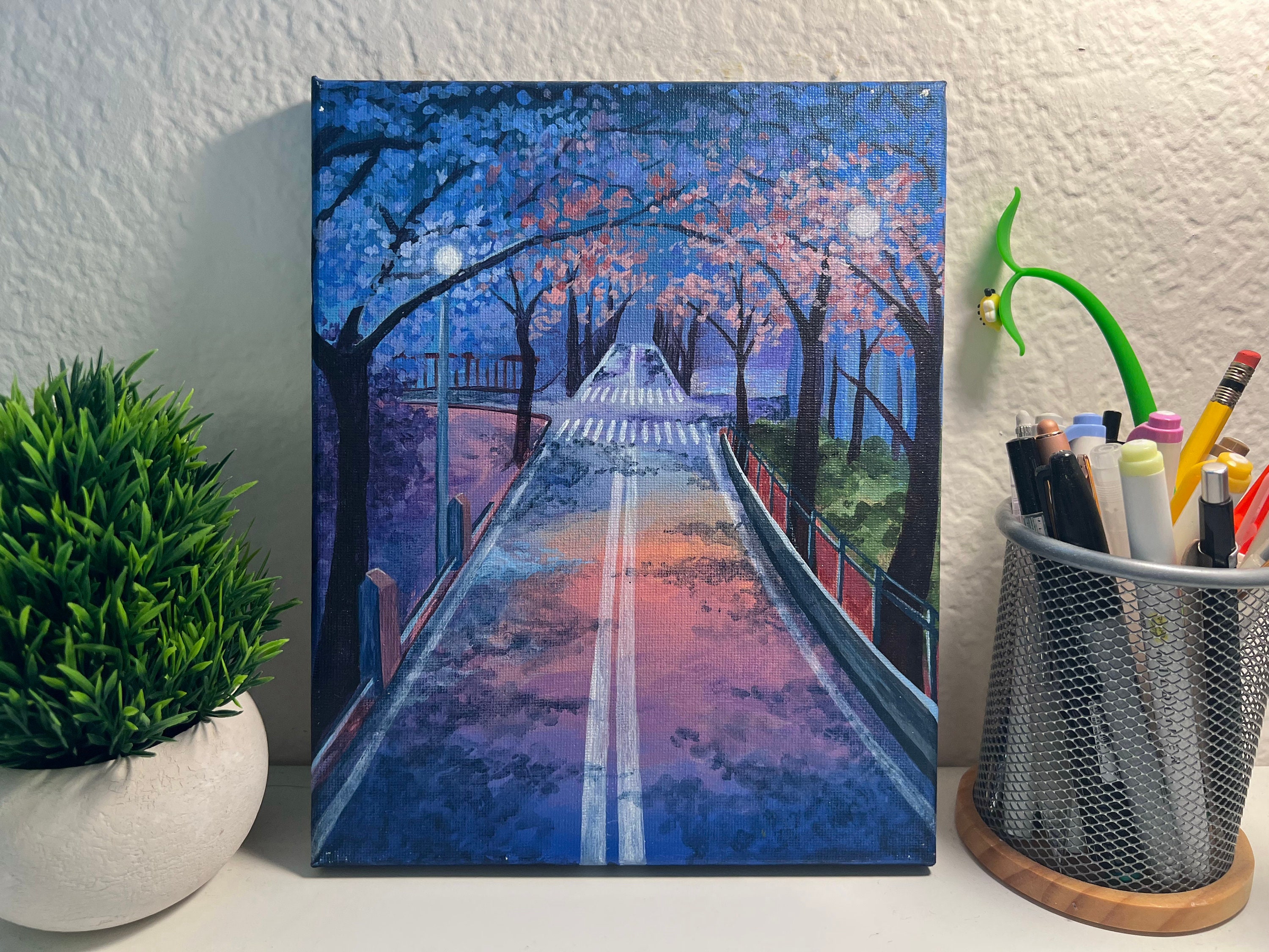 Cherry Blossom Road Painting | Aesthetic | Decoration | Gift