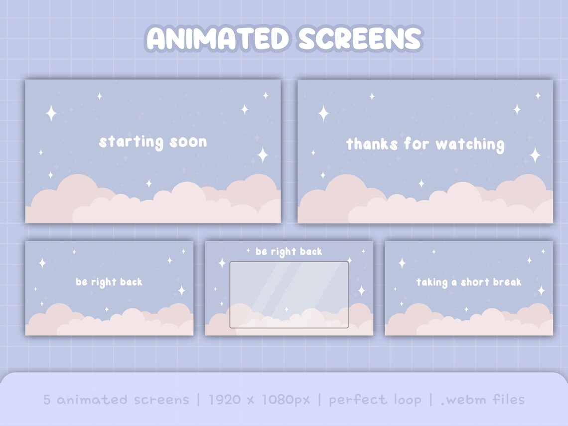 Cotton Candy Clouds Static & Animated Twitch Package / Panels Banner ...