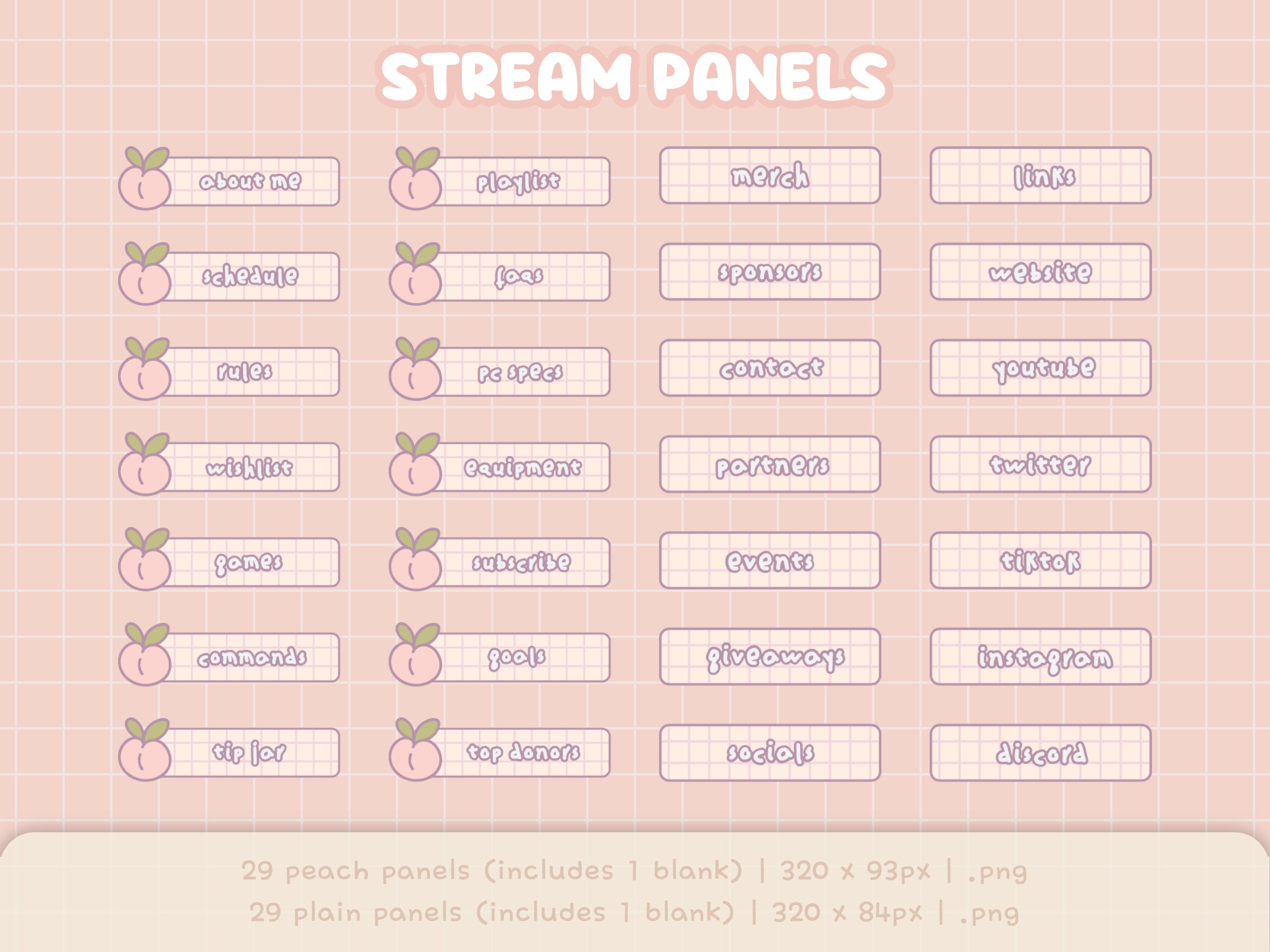 Cute Pastel Peach Animated & Static Stream Overlay Twitch Package ...