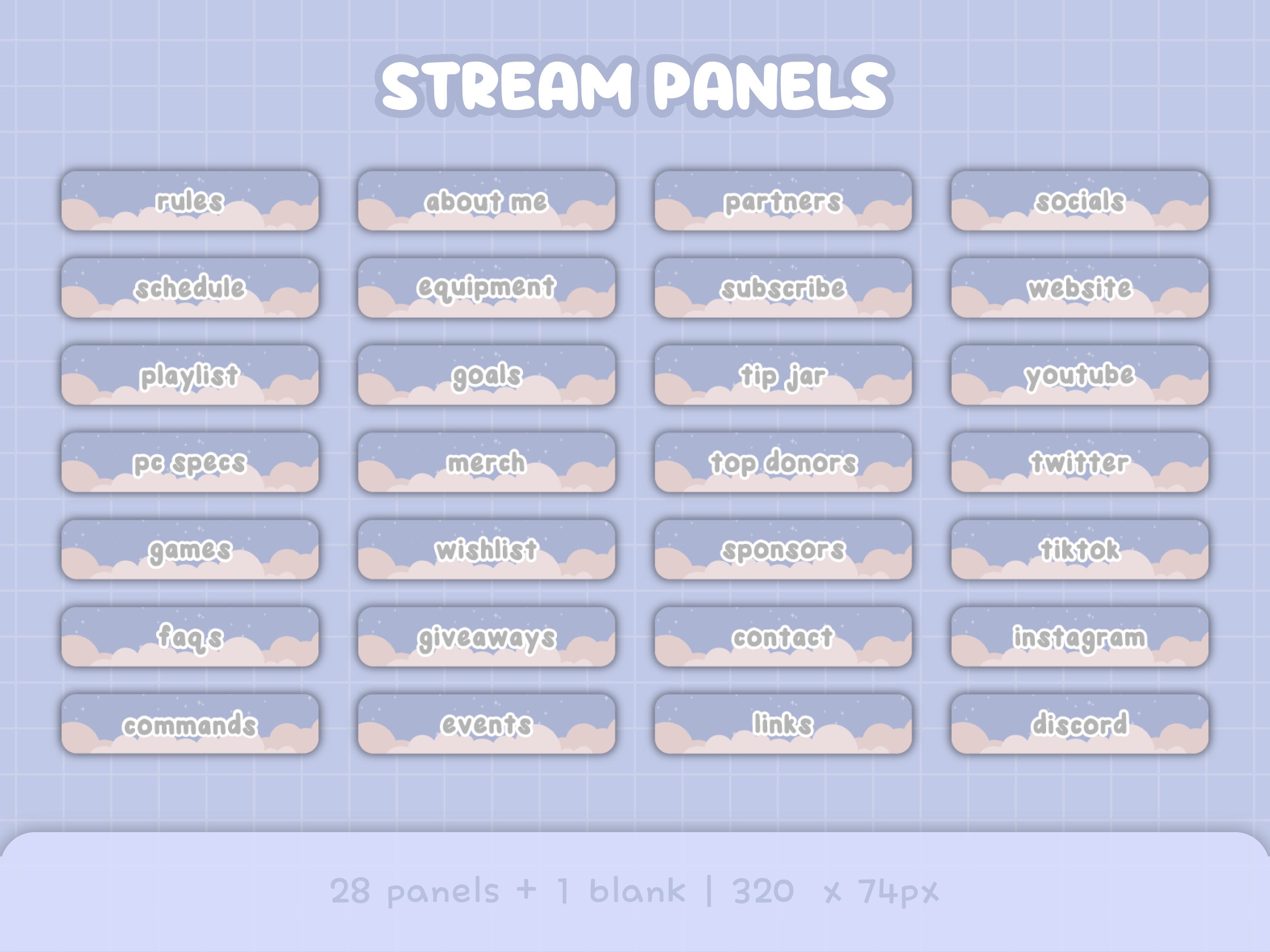 Cotton Candy Clouds Static & Animated Twitch Package / Panels Banner ...