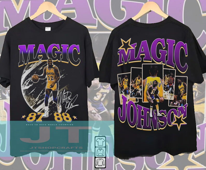 WWSC Jerseys #32 Magic Johnson Fan Jersey, Lakers Basketball Competition  Vest Shirt T-Shirt,Retro Black Gold Version Boutique Embroidery Tops  Boys-A_S—Holiday Party Gifts : : Fashion