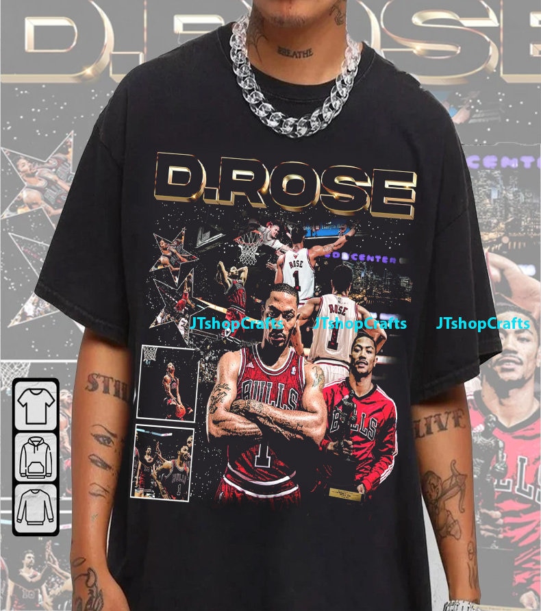Derrick Rose Shirt Merchandise Professional Basketball Player Vintage  Bootleg d'ROSE Tshirt Classic Retro 90s Unisex Sweatshirt Hoodie SSK26
