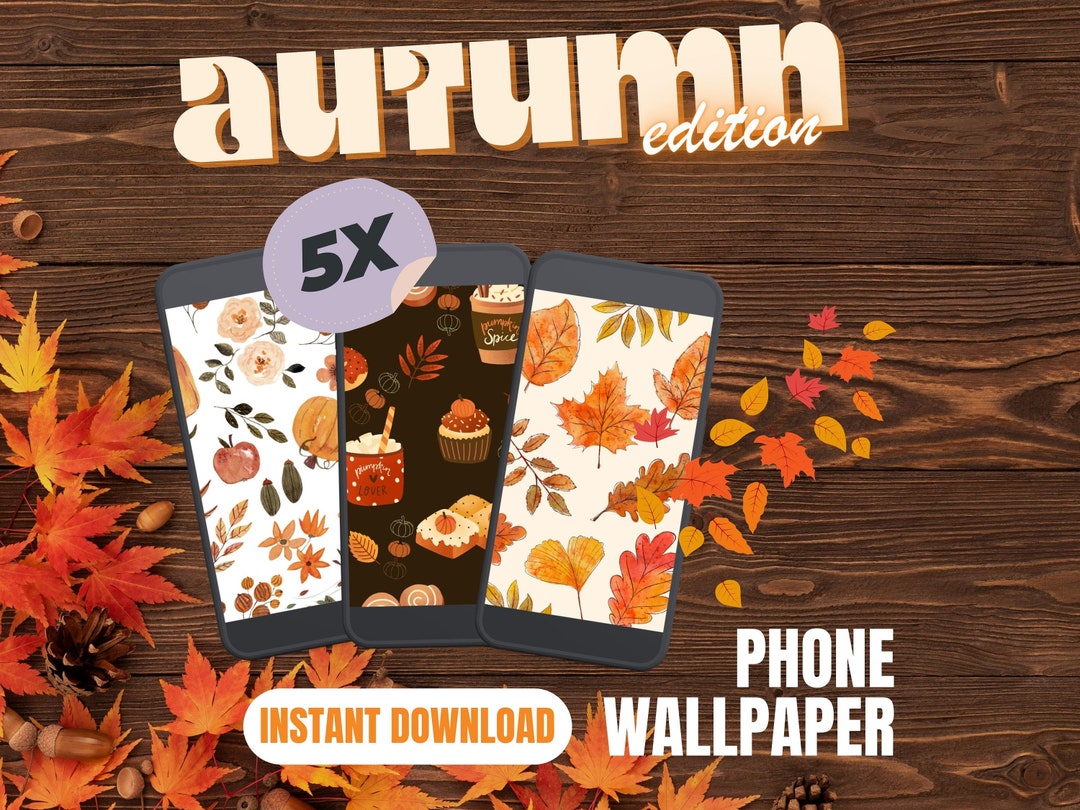 Fall Cute Design Autumn Fall Wallpaper Phone Pumpkin - Etsy