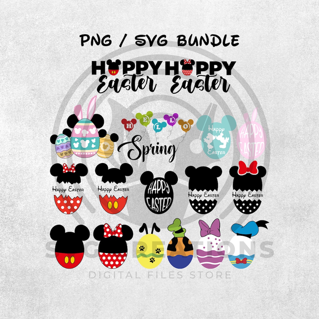 Mickey Easter PNG Svg Bundle, Easter Eggs Png, Retro Easter PNG, Funny ...